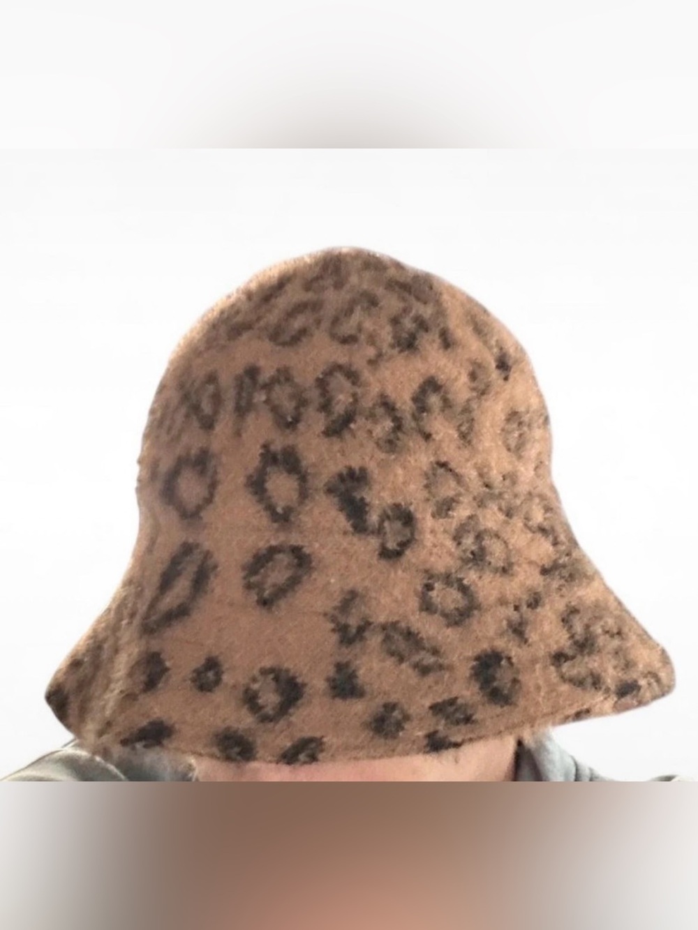Leopard Print Fuzzy Bucket Hat - Brown & Black - Picture 3 of 3